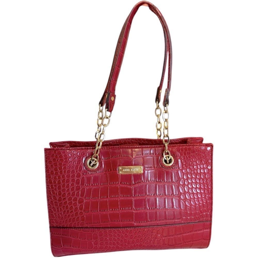 Anne Klein Lady Liberty Shoulder Bag Vegan Crocodile Leather